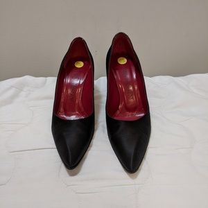 Vintage YSL Satin pump with black crystal heel